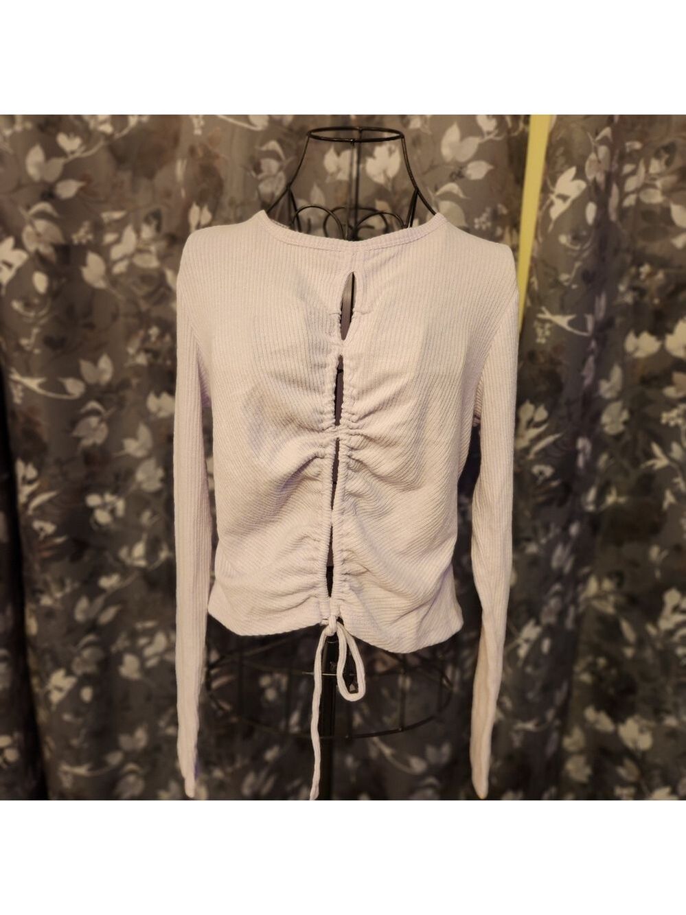 Wild Fable Light Purple Long Sleeve Ruched Blouse Mandarin Collar